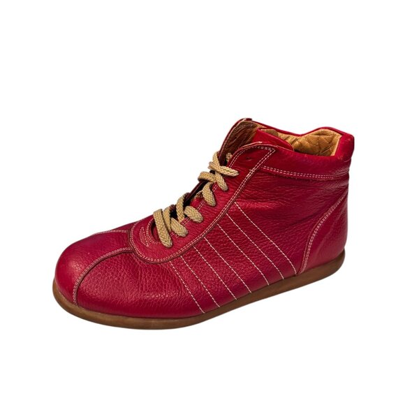 Beta Red Leather High-Top Sneakers Size 40 US Women's 9 Casual Comfort Shoes - Picture 1 of 9